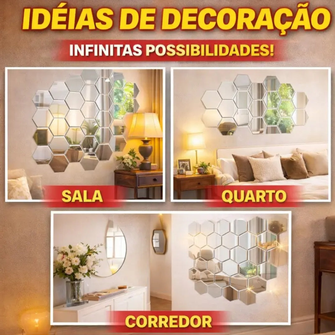 Conjunto 10 Unidades Espelho Autoadesivo MirrorShape™