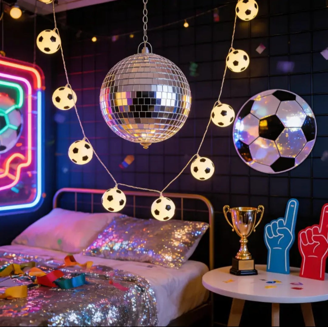 Cordão Decorativo de Bolas de Futebol com LED – LumiFut™