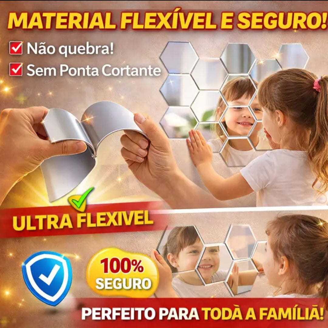 Conjunto 10 Unidades Espelho Autoadesivo MirrorShape™